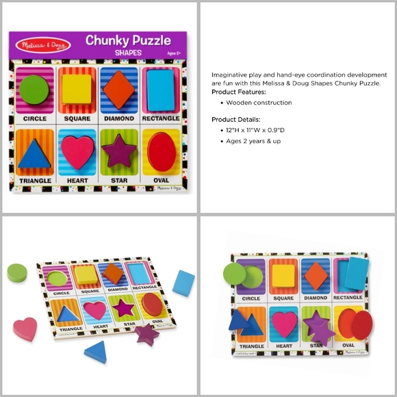 Melissa & Doug Chunky Shapes Puzzle Play & Learn 2+ years - Picture 2 of 6
